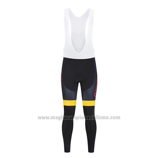 2019 Abbigliamento Ciclismo Direct Energie Nero Giallo Manica Lunga e Salopette